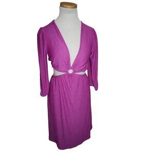 Monteau Los Angeles Ring-Front Cutout Mini Dress Fuchsia Purple SZ Small NWT